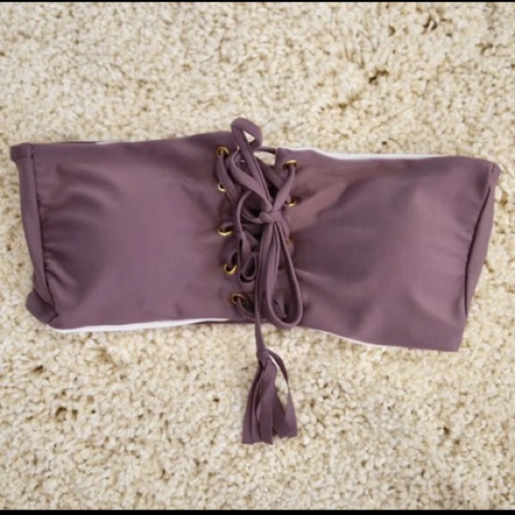 Sexy Strapless Tie Front Mauve Bikini - Picture 3 of 4
